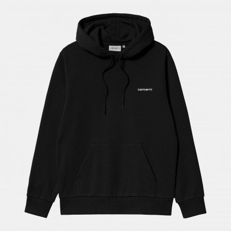 Hooded Script Embroidery Sweat Black / White