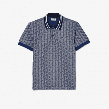 Lacoste - Polo monogramme Bleu