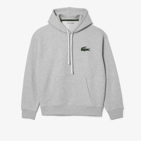 Lacoste - Sweatshirt à capuche loose avec badge crocodile Gris