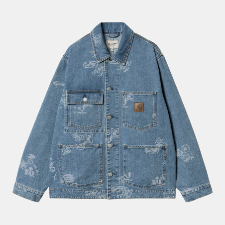 Stamp Jacket Print Blue Bleached