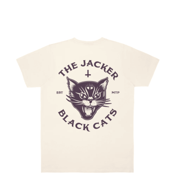 T-Shirt Black Cats Beige