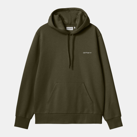 Hooded Script Embroidery Sweat Cypress / White