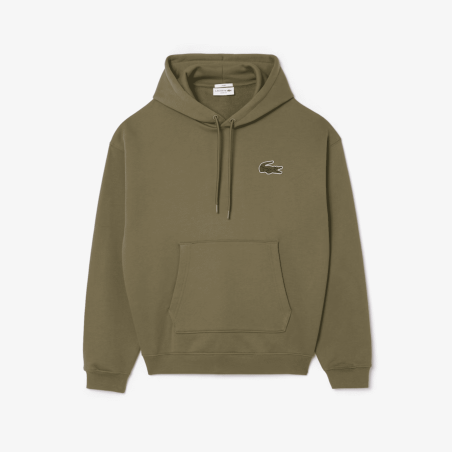 Lacoste - Sweatshirt à Capuche loose avec badge crocodile Kaki