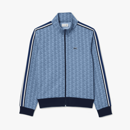 Lacoste - Veste zippé monogramme Bleu Clair / Bleu