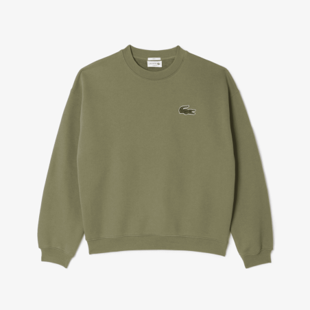 Lacoste - Sweatshirt loose avec badge crocodile Kaki