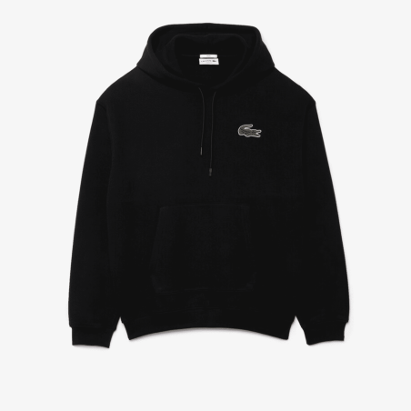 Lacoste - Sweatshirt à Capuche loose avec badge crocodile Noir