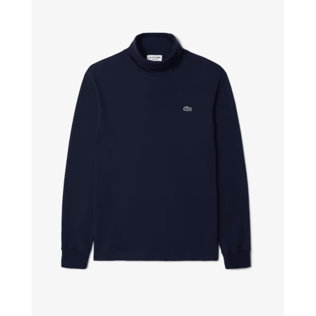 Lacoste - T-Shirt Manches Longues Col Roulé Bleu Nuit