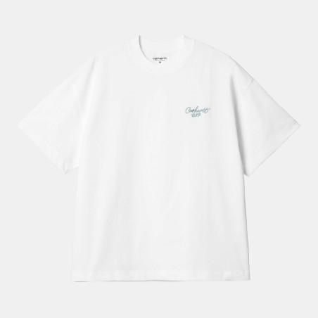 S/S Signature Script T-Shirt White / Dusty Ice