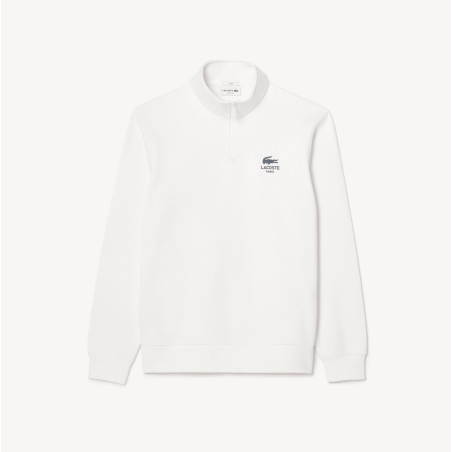 Lacoste - Sweatshirt col montant zippé Signature Farine