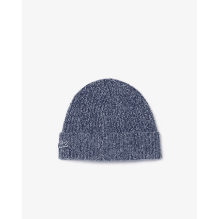 Lacoste - Bonnet unisexe en laine Bleu Marine / Blanc