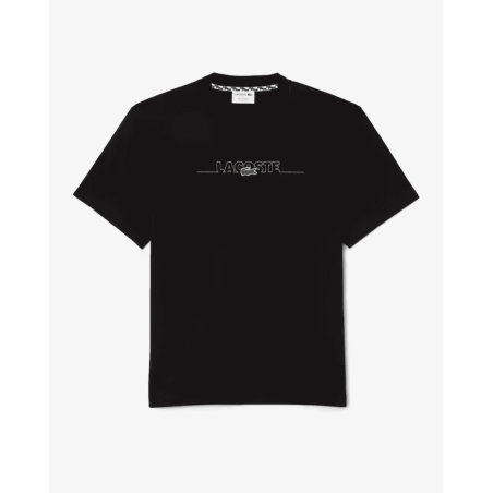 Lacoste - T-Shirt Noir Brodé Blanc