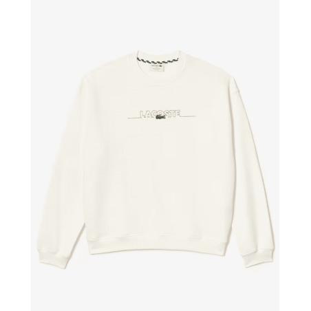 Lacoste - Sweatshirt loose fit Blanc Brodé Noir