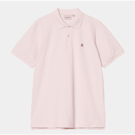 S/S Chase Pique Polo Air Pink / Gold