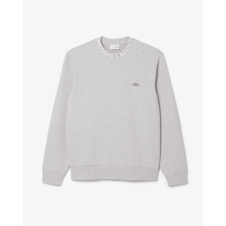 Lacoste - Sweatshirt jersey marquage jacquard Gris