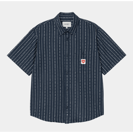 S/S Drewe Shirt Heart C Pinstripe Ink / Natural